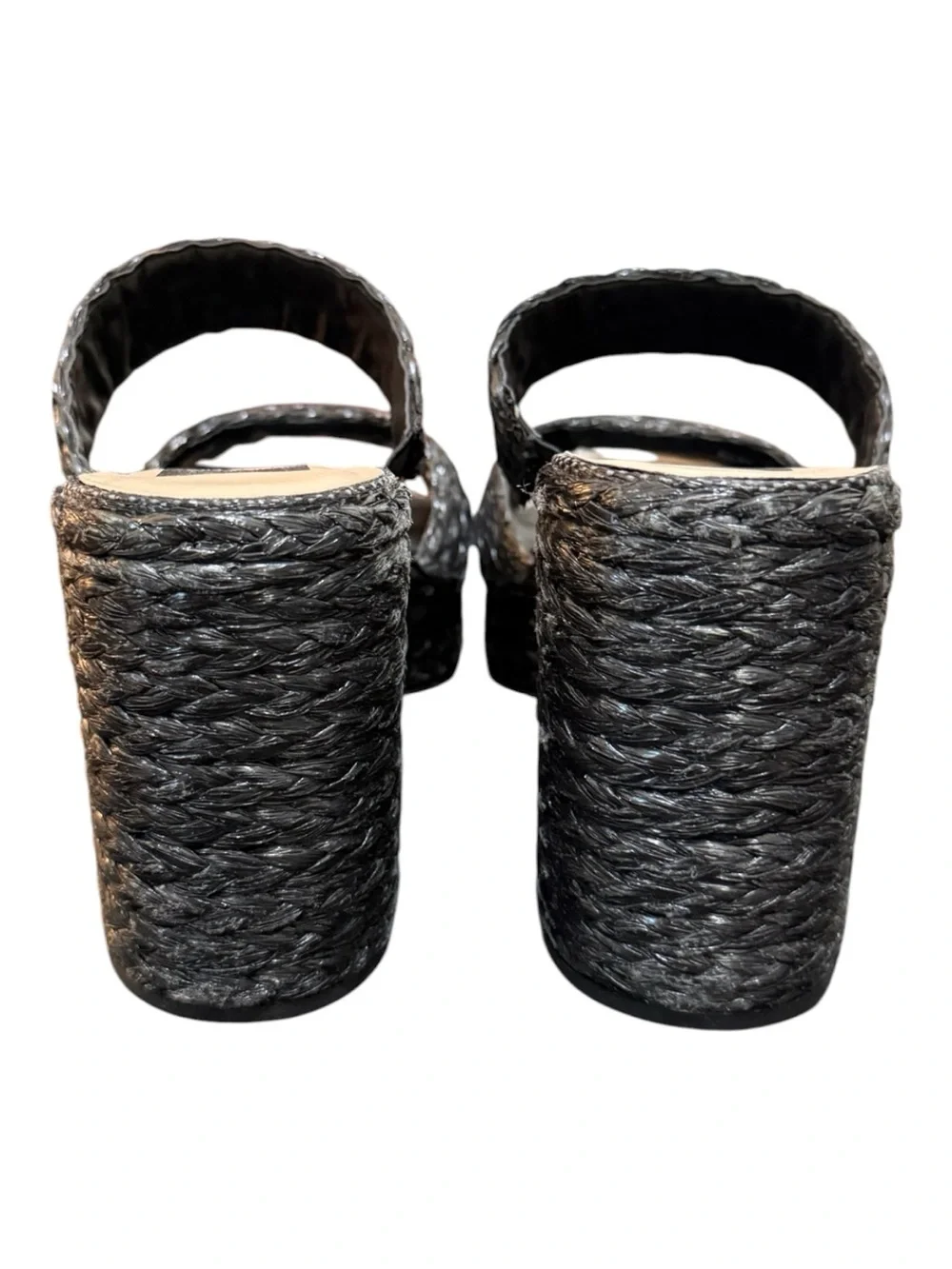 Dolce Vita Latoya Black Raffia Platform Slide Sandals | Women’s Size 9.5 | NIB